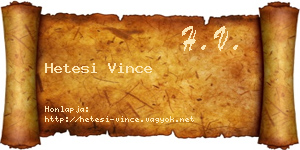 Hetesi Vince névjegykártya